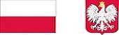 po lewej stronie flaga Rzeczypospolitej Polskiej, po prawej godło